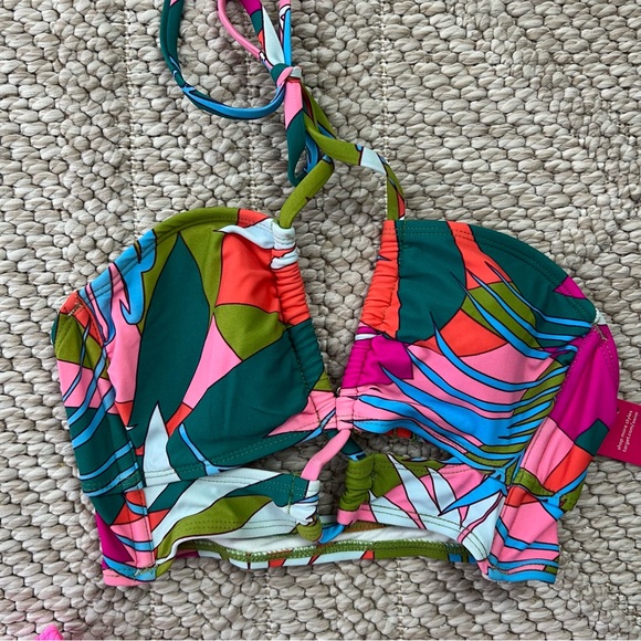 Xhilaration Pink Bikini Halter Top High Leg Scoop Waist Bottoms NEW WITH TAGS S - Picture 6 of 6